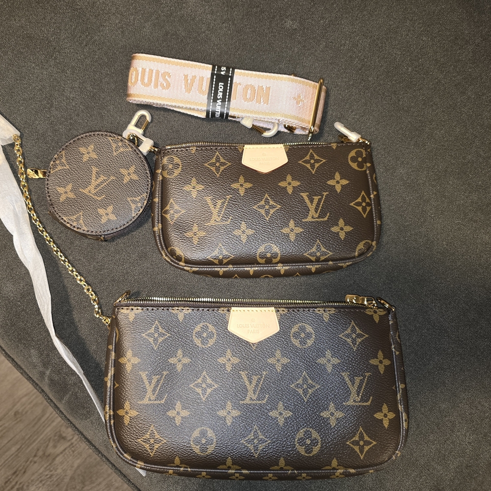Monogram Brown Clutch and Wristlet Set